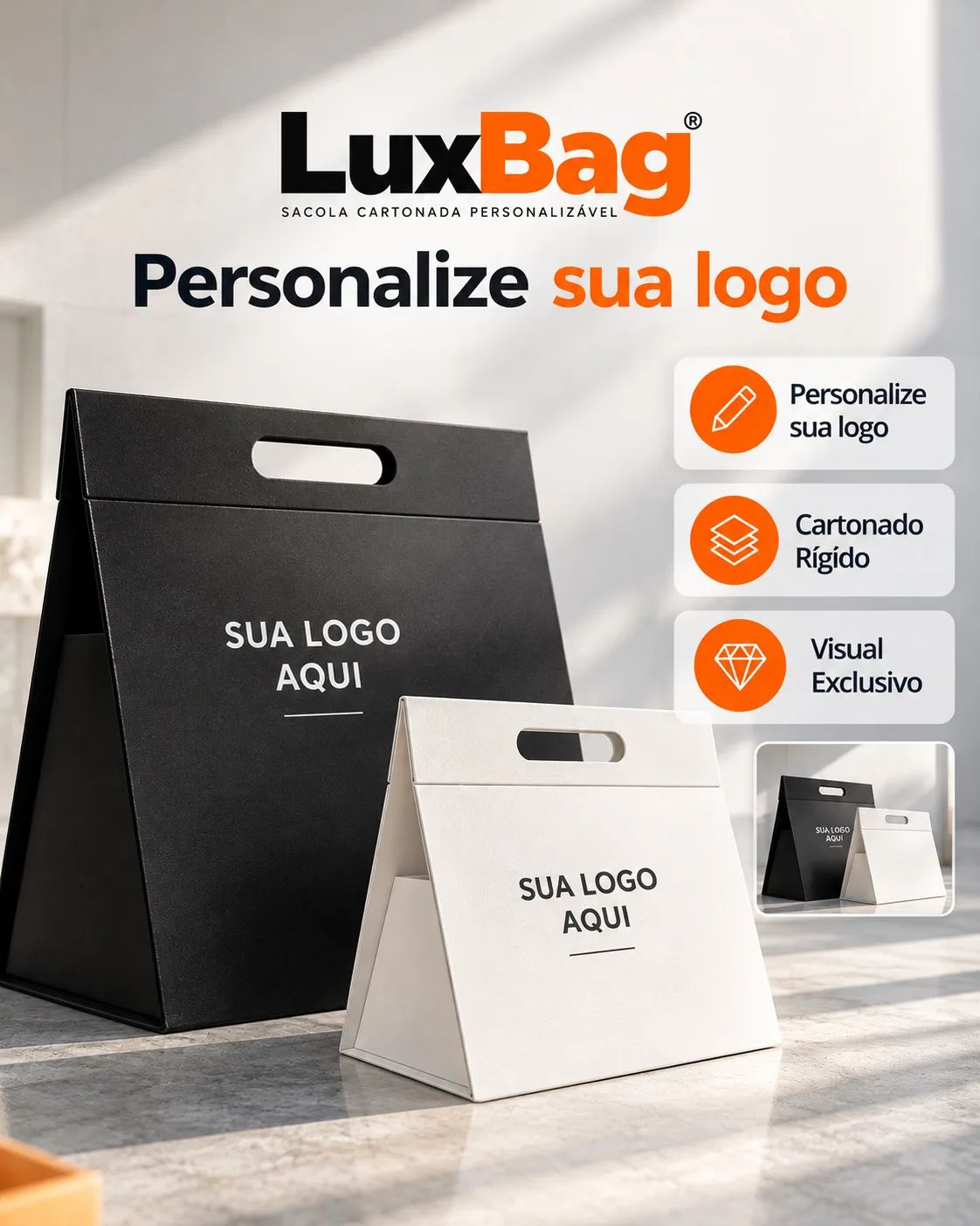 LuxBag - Sacola Cartonada Personalizável com Fecho Magnético